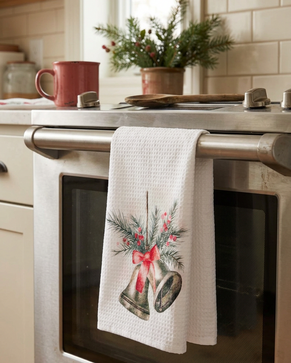 Classic Christmas Tea Towel - Bells