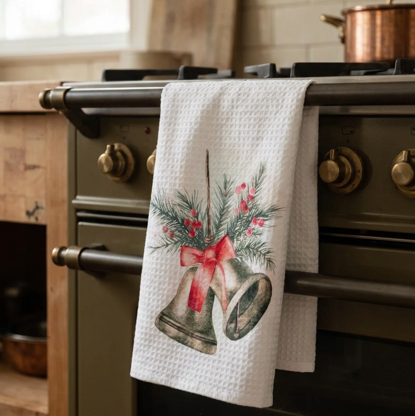 Classic Christmas Tea Towel - Bells