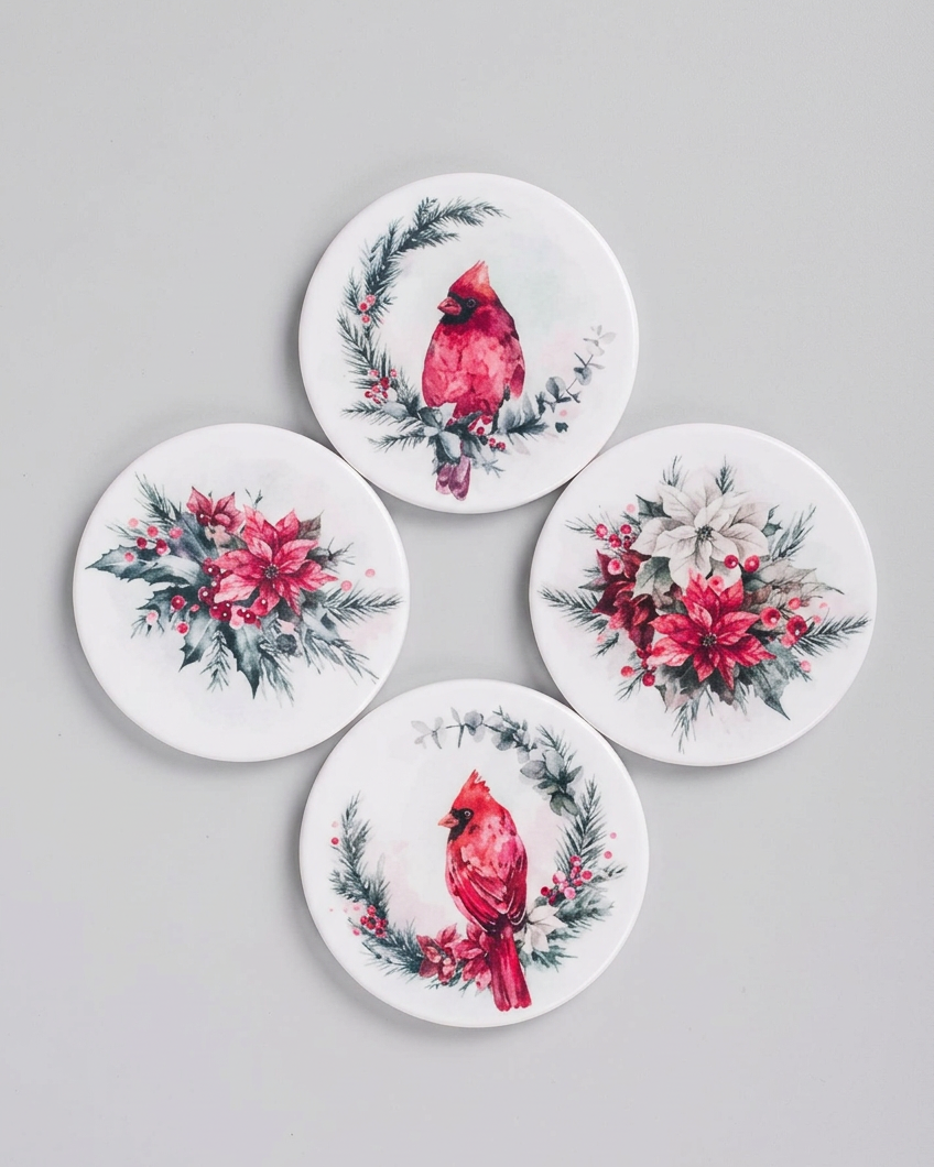 Classic Christmas Coasters Set of 4