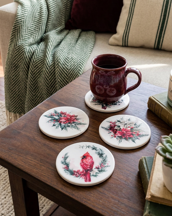 Classic Christmas Coasters Set of 4