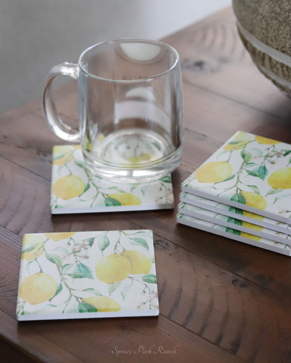 Coaster Set of 6 Fresh Lemon