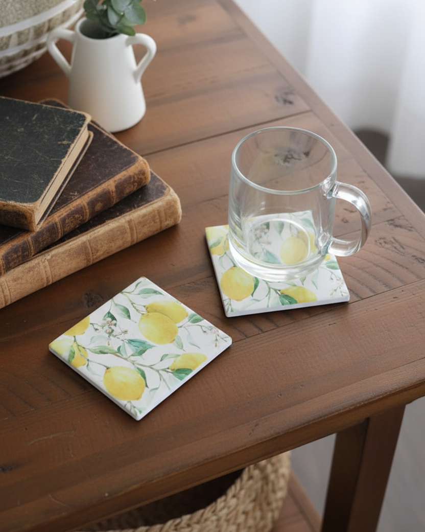 Ceramic Coaster Set of 6 Fresh Lemon