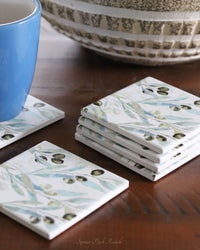 Coaster Set of 6 Olive
