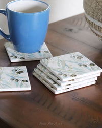 Coaster Set of 6 Olive
