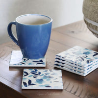 Coaster Set of 6 Watercolour Blue Floral