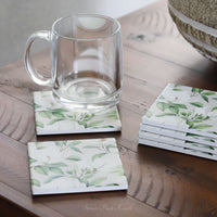 Coaster Set of 6 White Blossom