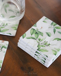 Coaster Set of 6 White Blossom