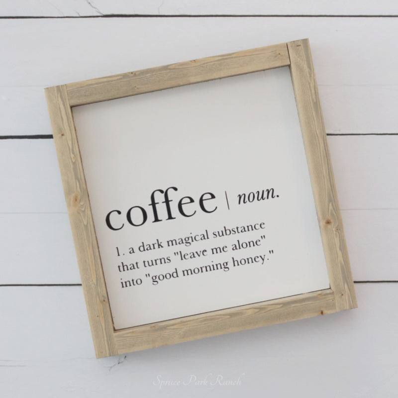 Coffee; Noun Wood Sign White