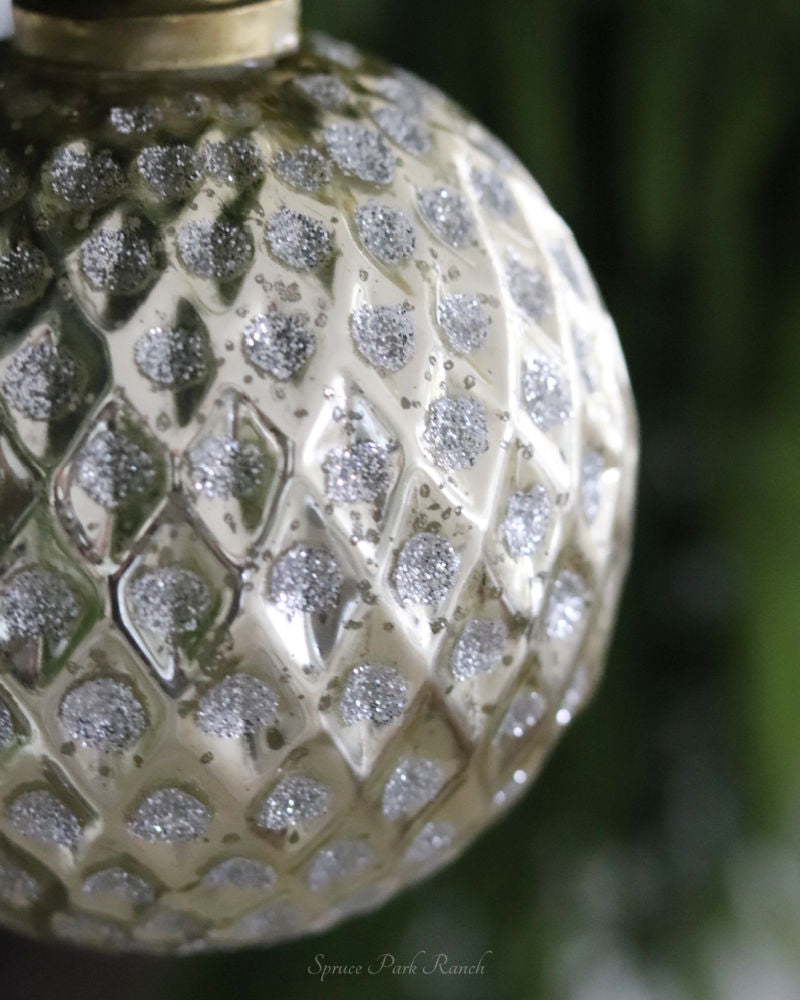 Gold Glitter Glass Diamond Embossed Ornament