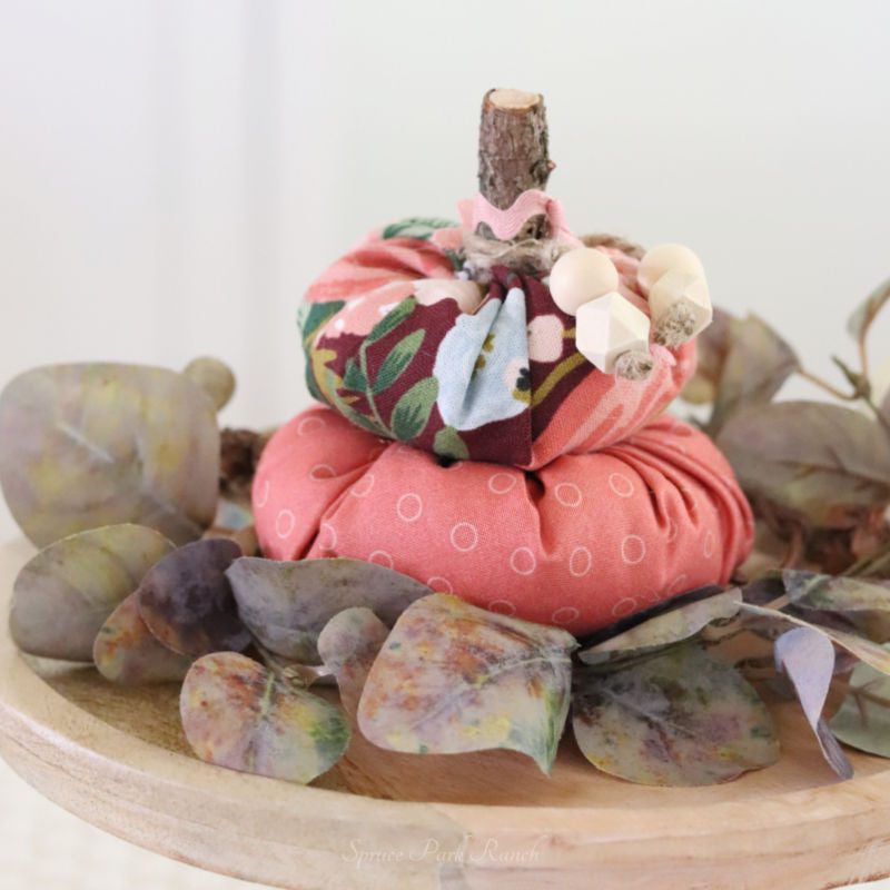 Coral Patterned Pumpkin Stack