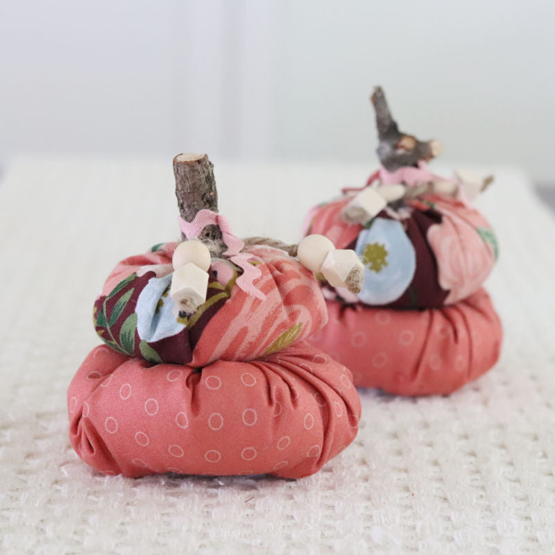 Coral Patterned Pumpkin Stack