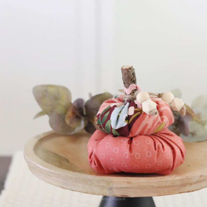 Coral Patterned Pumpkin Stack