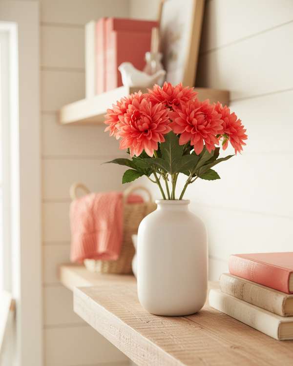 Coral Real Touch Dahlia Bundle of 6
