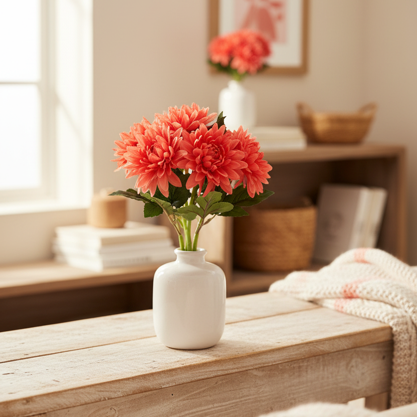 Coral Real Touch Dahlia Bundle of 6