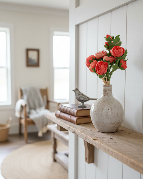 Ranunculus Real Touch Orange Coral Bundle of 9