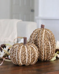 Brown Braided Corn Husk Pumpkin