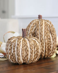 Brown Braided Corn Husk Pumpkin