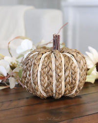 Brown Braided Corn Husk Pumpkin