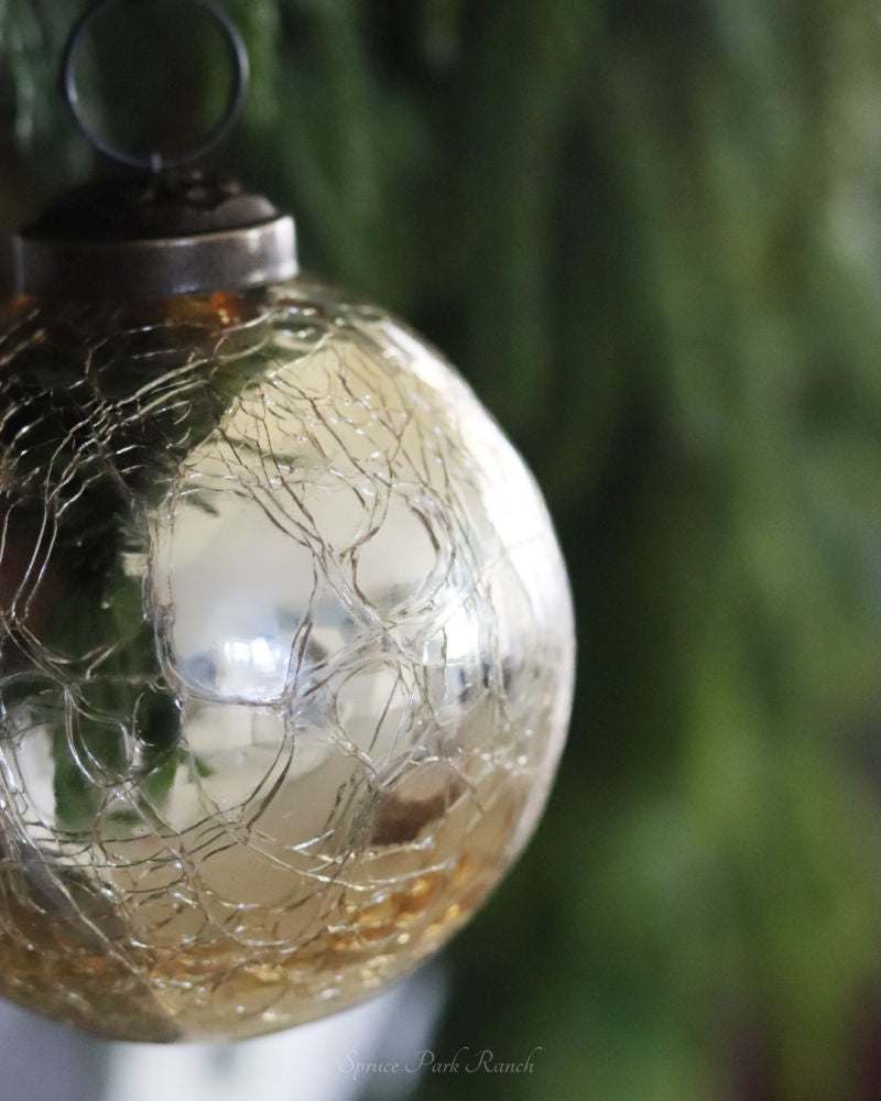 Crackled Gold Glass Ornament
