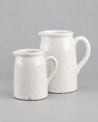 Distressed White Ceramic Crackle Jug