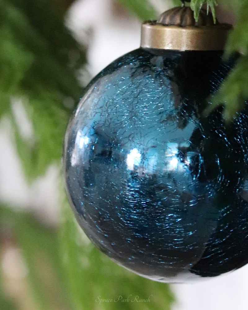 Crackled Blue Mirror Glass Ornament