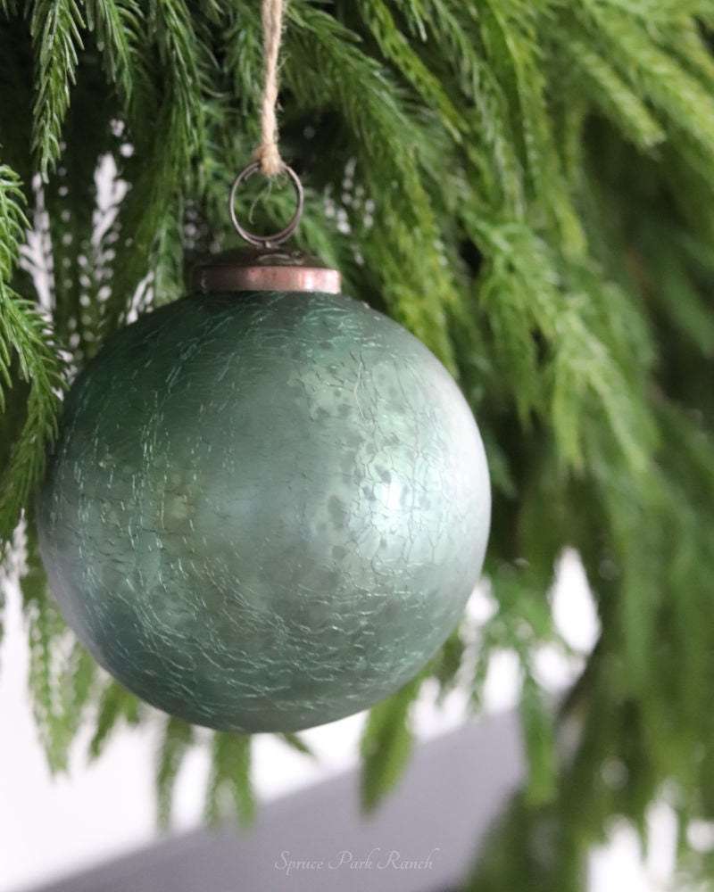 Crackled Green Mercury Glass Ornament