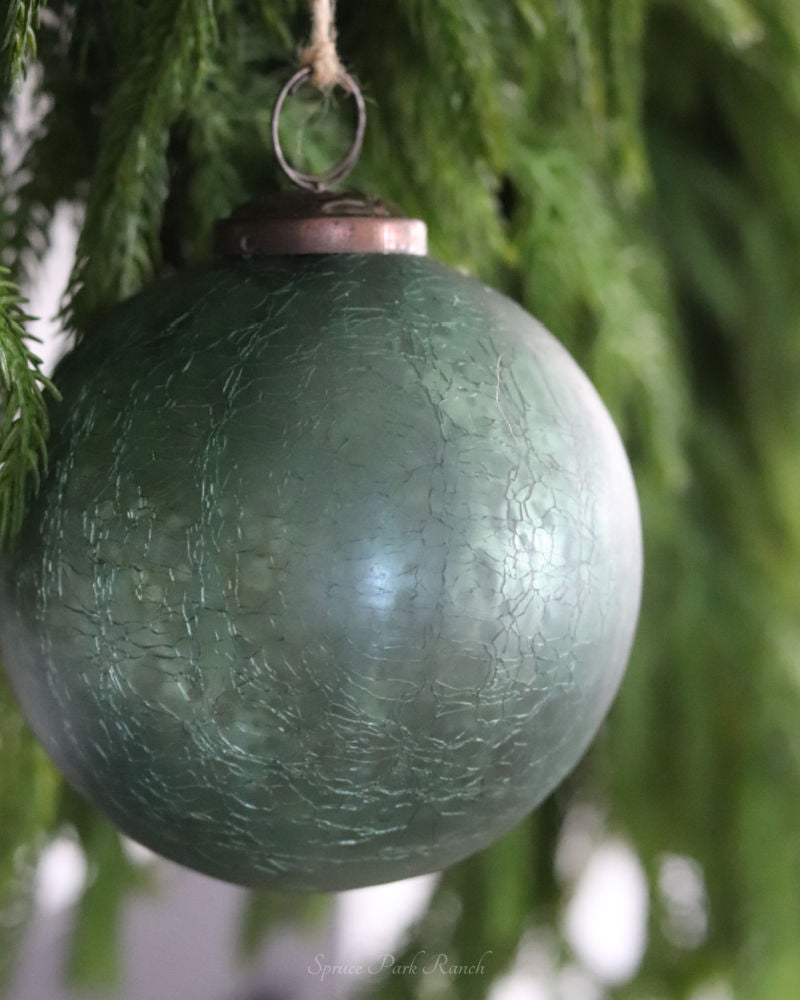 Crackled Green Mercury Glass Ornament