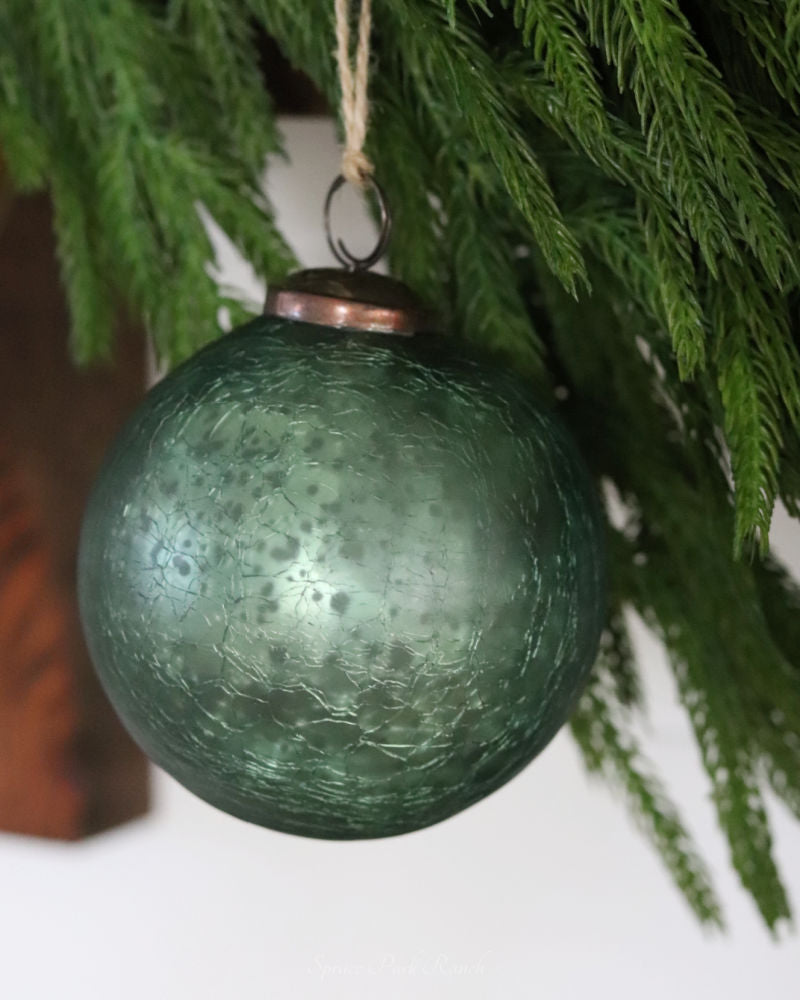 Crackled Green Mercury Glass Ornament
