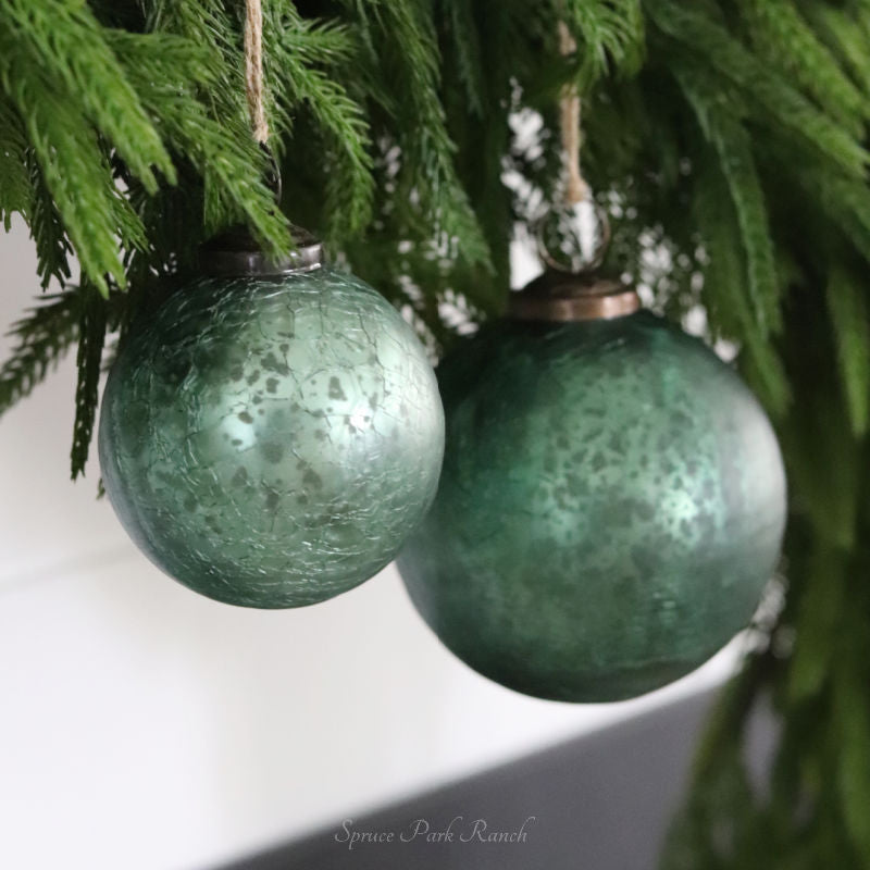 Crackled Green Mercury Glass Ornament