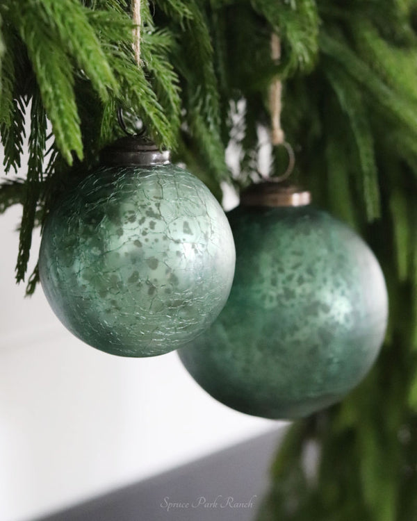 Crackled Green Mercury Glass Ornament