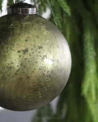 Crackled Olive Green Mercury Glass Ornament