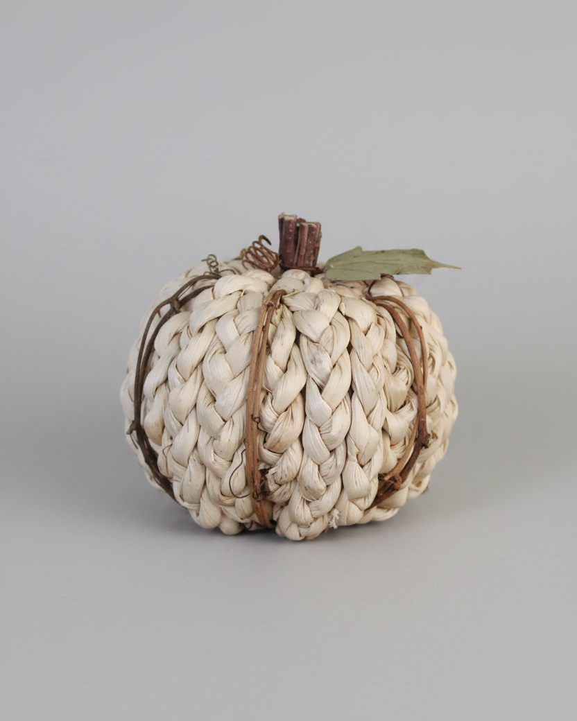 Cream Braided Cornhusk Pumpkin