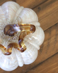 Cream and Gold Swirl Handblown Glass Pumpkin Round