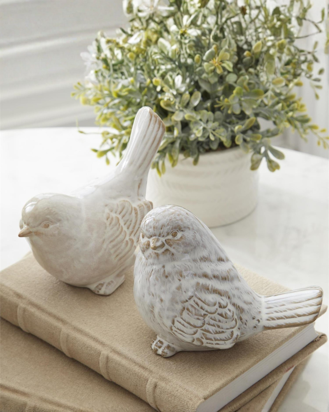 Cream and Taupe Glazed Bird