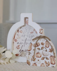 Cozy Crisp Autumn Days Pumpkin Block Set Of Two