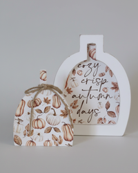 Cozy Crisp Autumn Days Pumpkin Block Set of Two