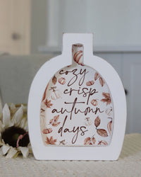 Cozy Crisp Autumn Days Pumpkin Block Set Of Two