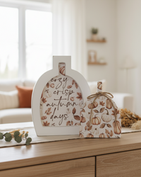 Cozy Crisp Autumn Days Pumpkin Block Set of Two