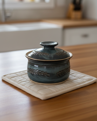 Wheat Design Crock Midnight Blue 7"Dia