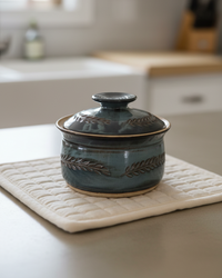 Wheat Design Crock Midnight Blue 7"Dia