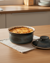 Wheat Design Crock Midnight Blue 8"Dia