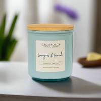 Crossroads Lemongrass & Lavender Coloured Glass Jar Candle 14oz