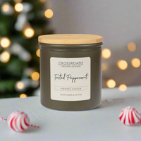 Crossroads Twisted Peppermint Coloured Glass Jar Candle 14oz