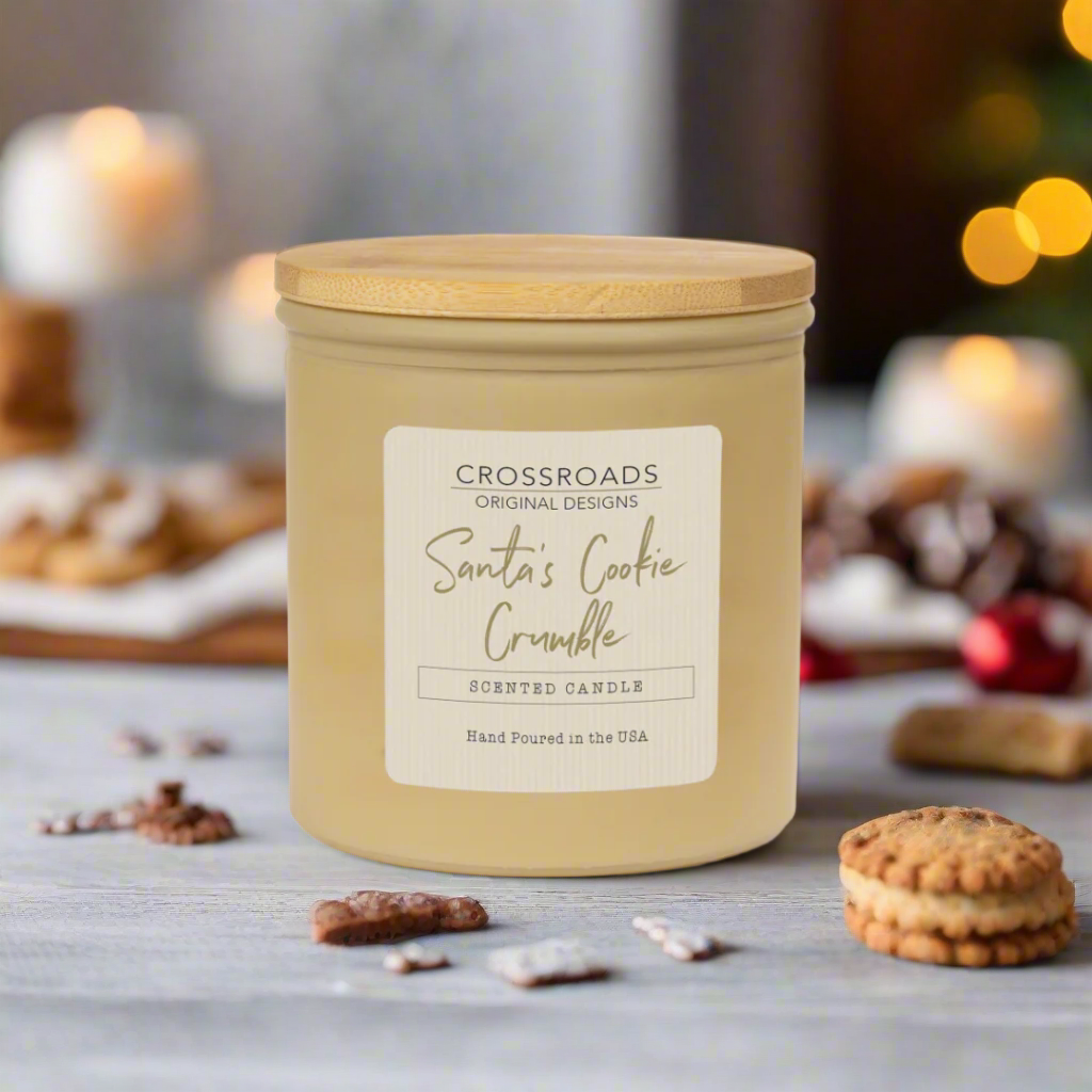 Crossroads Santa's Cookie Crumble Coloured Glass Jar Candle 14oz