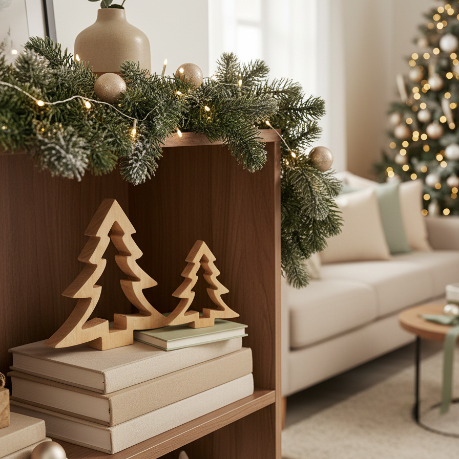 Curved Edge Wood Tree Cutout Natural