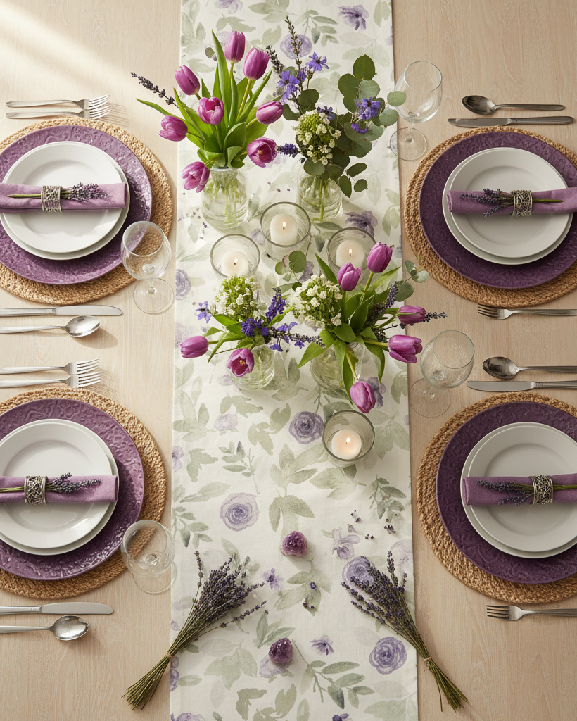 Violet Meadow Table Runner 56"L