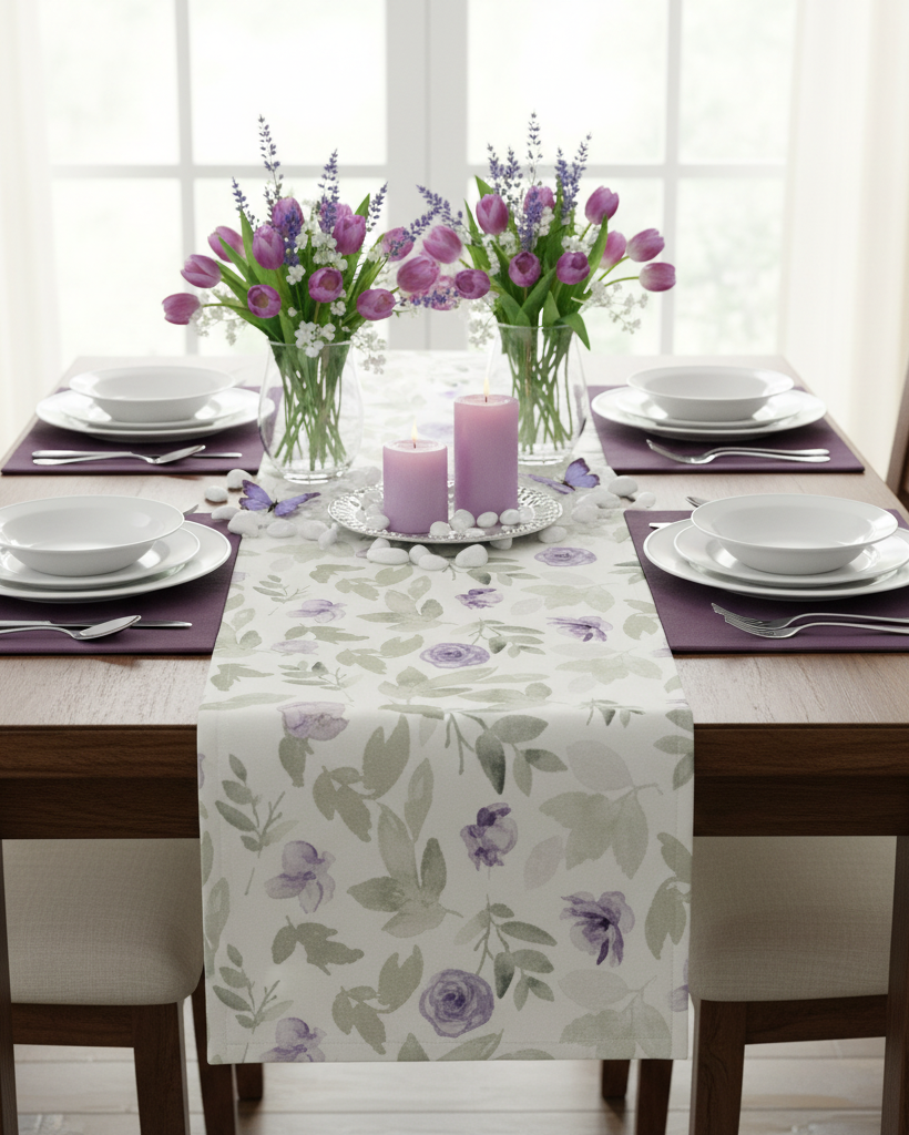 Violet Meadow Table Runner 56"L