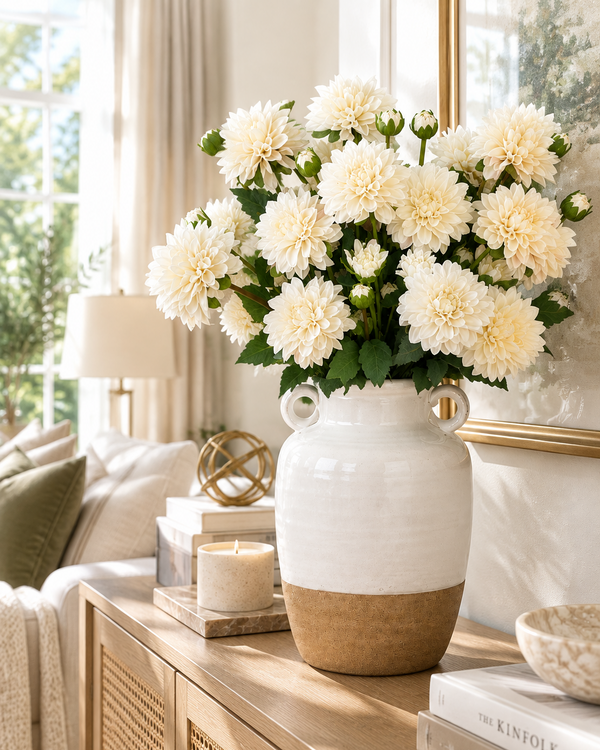 Faux Dried Dahlia Bundle Cream 23"