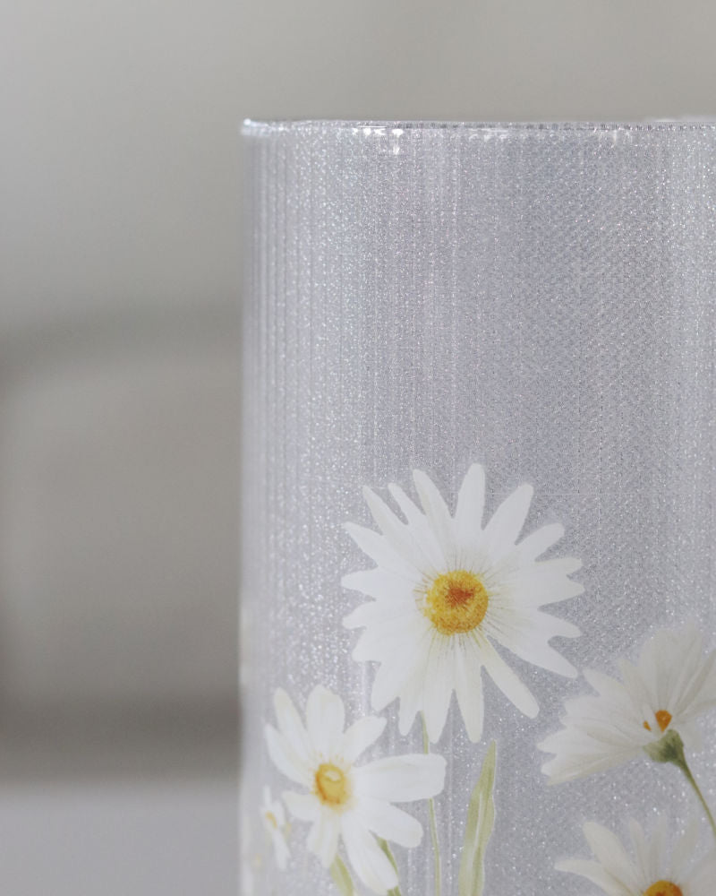 Daisy Blossom Glass LED Cylinder