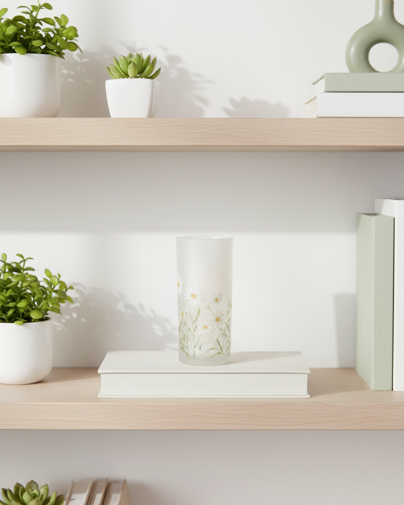 Daisy Blossom Glass LED Cylinder